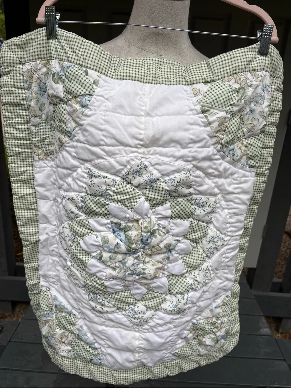 Cottage Floral Patchwork Standard Shams-Set of 2 White & Green Accents